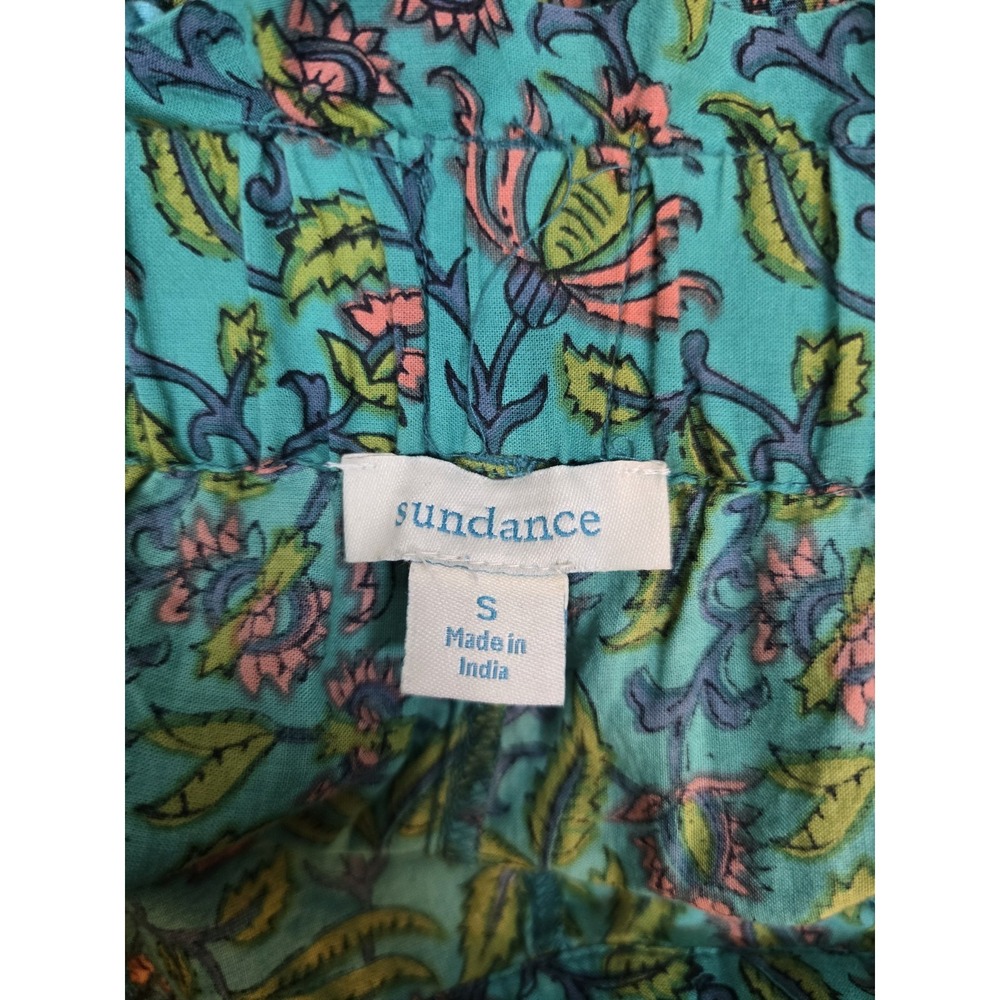 Sundance Pants Womens S Cargo Green Floral Cotton Ankle Tassel Drawstring Boho - Picture 7 of 7